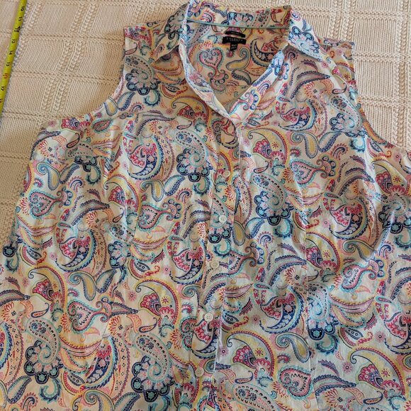 Talbots "Perfect Shirt", tailored & sleeveless, spring/summer paisley print 18WP - Picture 1 of 8